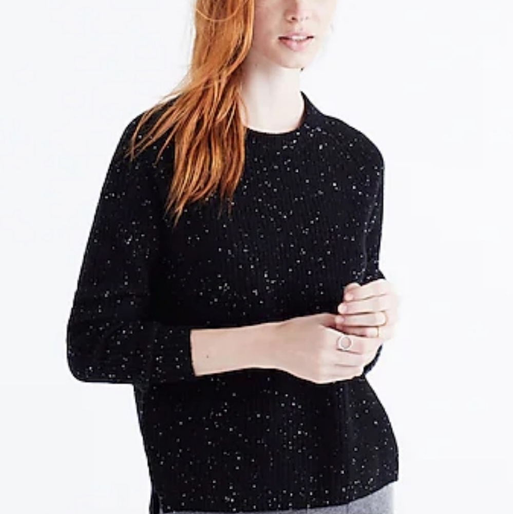 Madewell Cashmere Black Speckled Crewneck Sweater
